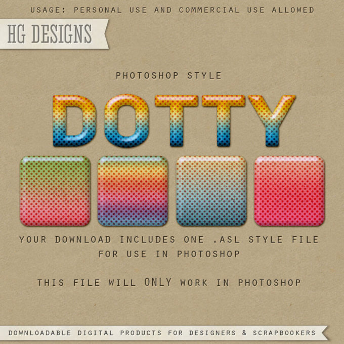 Photoshop Free Layer Style Preset フォトショップ 無料 模様 プリセット 素材 おすすめ  Style: DOTTY