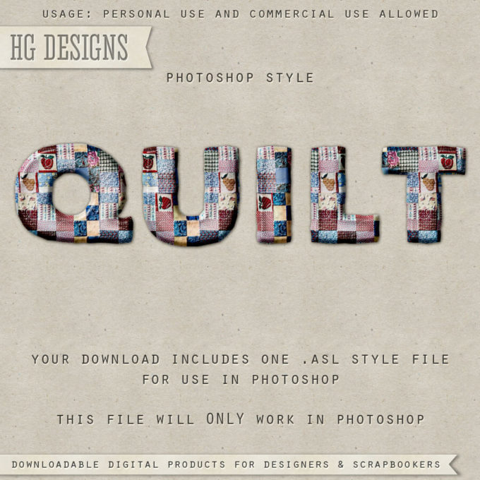 Photoshop Free Layer Style Preset Cute asl フォトショップ 無料 かわいい プリセット サムネイル 素材 PS Style: QUILT