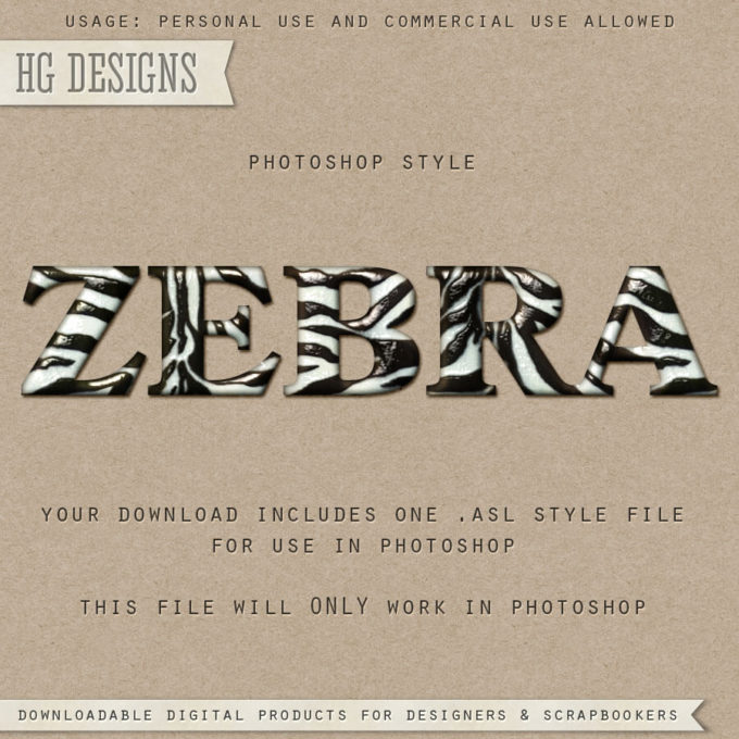 Photoshop Free Layer Style Preset フォトショップ 無料 模様 プリセット 素材 おすすめ PS Style: ZEBRA