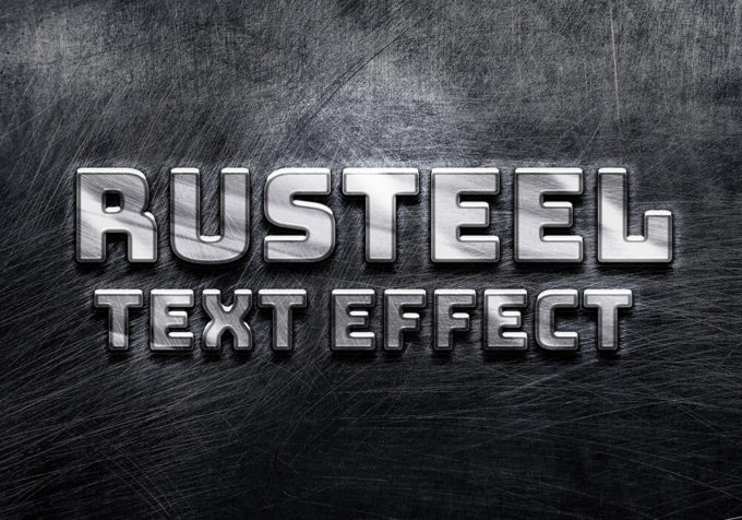 Photoshop Free Metal Chrome Silver Text Effect Preset フォトショップ 無料 テキストエフェクト プリセット メタル クロム シルバー サムネイル デザイン Rusteel PSD Text Effect