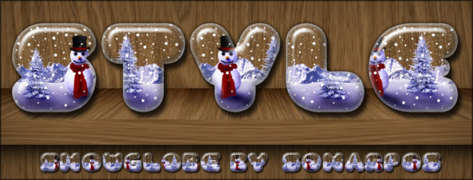 Photoshop Free Snow Ice Text Effect Preset フォトショップ 無料 テキストエフェクト プリセット 雪 氷 サムネイル デザイン snowglobe style