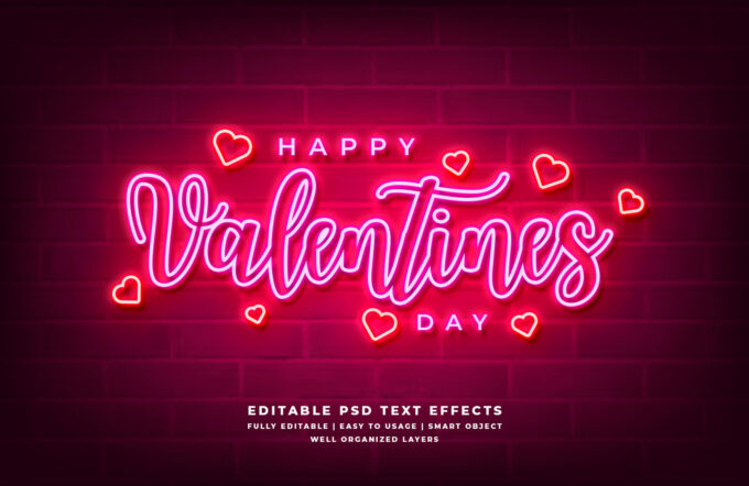 Photoshop Neon Text Effect Valentine フォトショップ ネオン テキスト エフェクト バレンタイン