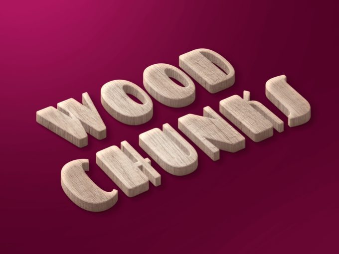 Photoshop Free Wood Text Effect Preset フォトショップ 無料 テキストエフェクト プリセット 木目 サムネイル デザイン Wood Chunks Preview