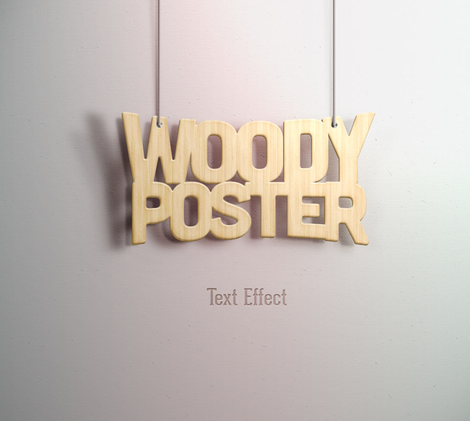 Photoshop Free Wood Text Effect Preset フォトショップ 無料 テキストエフェクト プリセット 木目 サムネイル デザイン Woody Poster Text effect