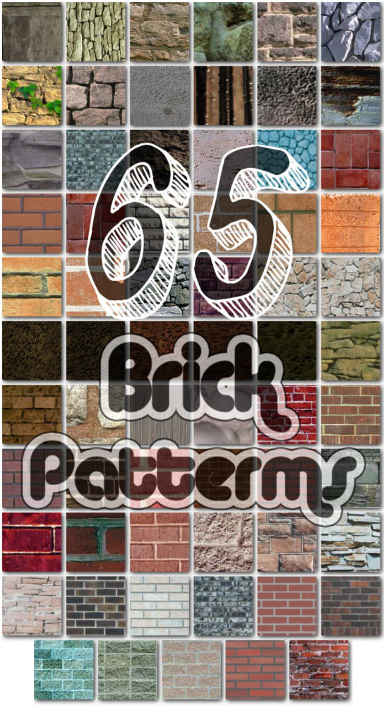 Adobe Photoshop フォトショップ 無料 パターン テクスチャー プリセット .pat 模様 レンガ タイル free tile Pattern Preset 65 Seamless Brick Patterns for Photoshop