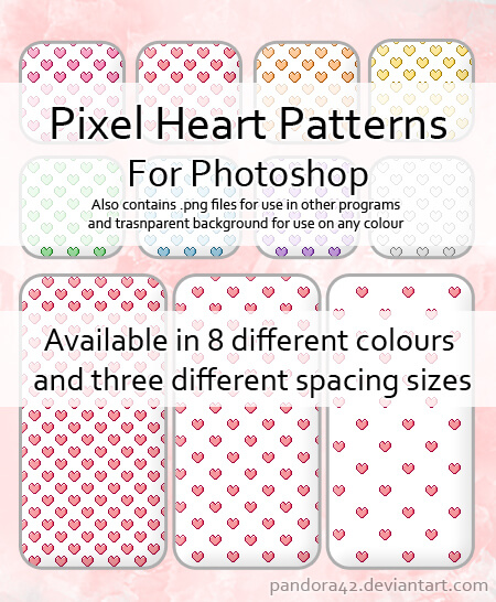 Adobe Photoshop フォトショップ 無料 パターン テクスチャー プリセット ピクセル ハート Free Pattern Preset Pixel Heart Patterns for PS