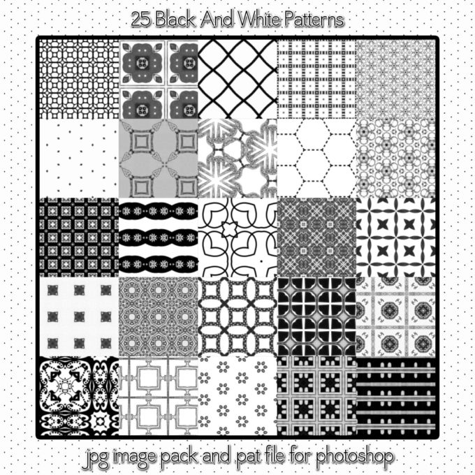 Adobe Photoshop フォトショップ 無料 パターン テクスチャー プリセット .pat 模様 free Pattern Preset Black And White Seamless Patterns 2