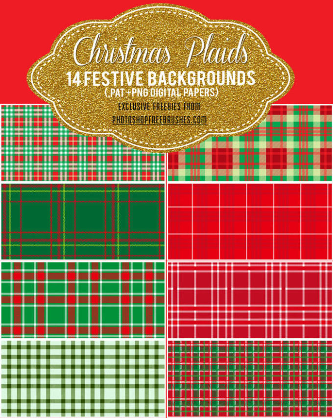 Adobe Photoshop フォトショップ 無料 パターン テクスチャー クリスマス プリセット free christmas pattern preset pat 模様 柄 14 Christmas Plaid and Checkered Patterns