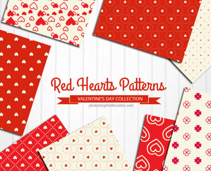 Adobe Photoshop フォトショップ 無料 パターン テクスチャー プリセット .pat 模様 かわいい free Pattern Preset 12 Free Red and Cream Hearts Patterns