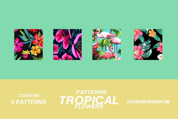 Adobe Photoshop フォトショップ 無料 パターン テクスチャー プリセット .pat  花 free Flower Pattern Preset TROPICAL FLOWERS
