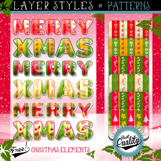 Photoshop Free Layer Style Preset フォトショップ 無料 模様 プリセット 素材 クリスマス