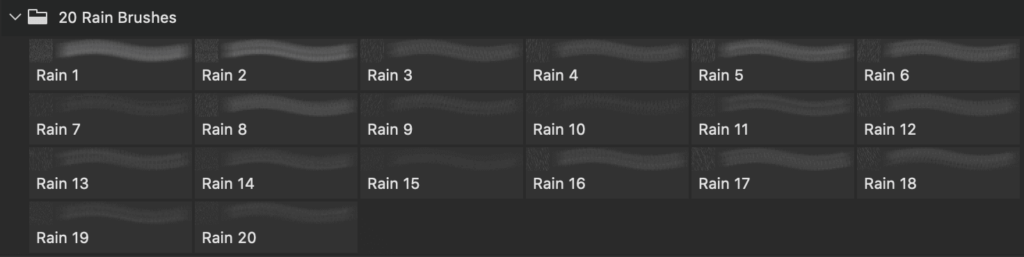 フォトショップ ブラシ Photoshop Brush 無料 イラスト RAIN レイン 雨 20 Rain PS Brushes Abr　