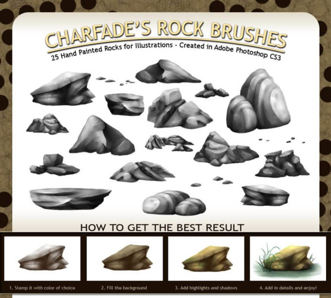 フォトショップ ブラシ 無料 石 岩 AfriCharfade's Rock Brushes