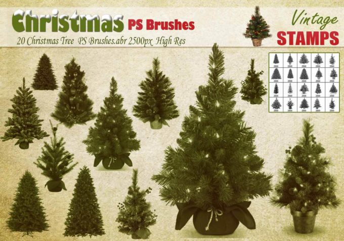 フォトショップ ブラシ Photoshop Brush 無料 イラスト クリスマス クリスマスツリー Christmas Tree PS Brushes