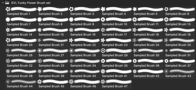 フォトショップ ブラシ Photoshop Brush 無料 Flower イラスト 花 フラワー Flower Brush Set 1