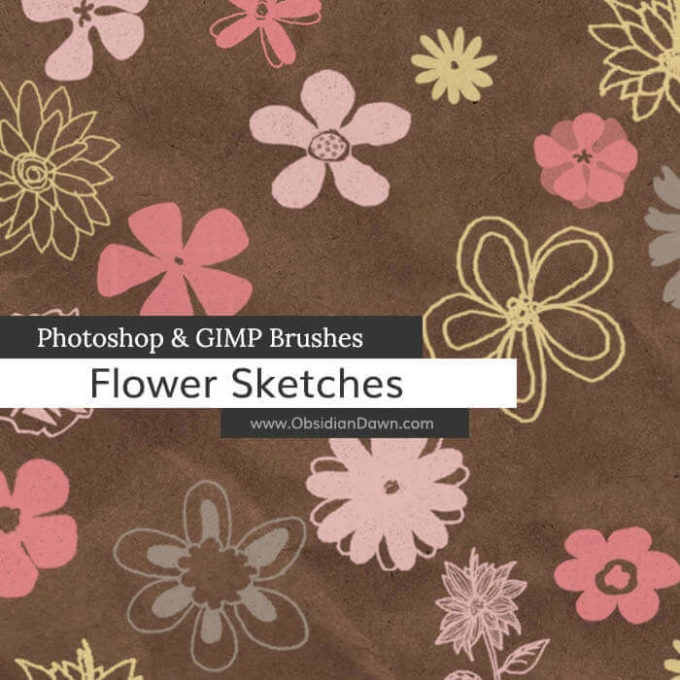 フォトショップ ブラシ Photoshop Brush 無料 Flower イラスト 花 フラワー Flower Sketches Photoshop and GIMP Brushes