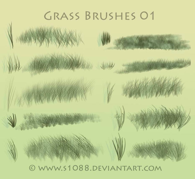 フォトショップ ブラシ Photoshop Brush 無料 イラスト 草 雑草 植物 葉 プランツ Free PS Grass Brushes