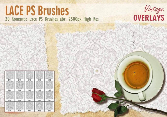 フォトショップ ブラシ Photoshop Lace Brush 無料 イラスト レース 20 Lace Tile PS Brushes Abr.