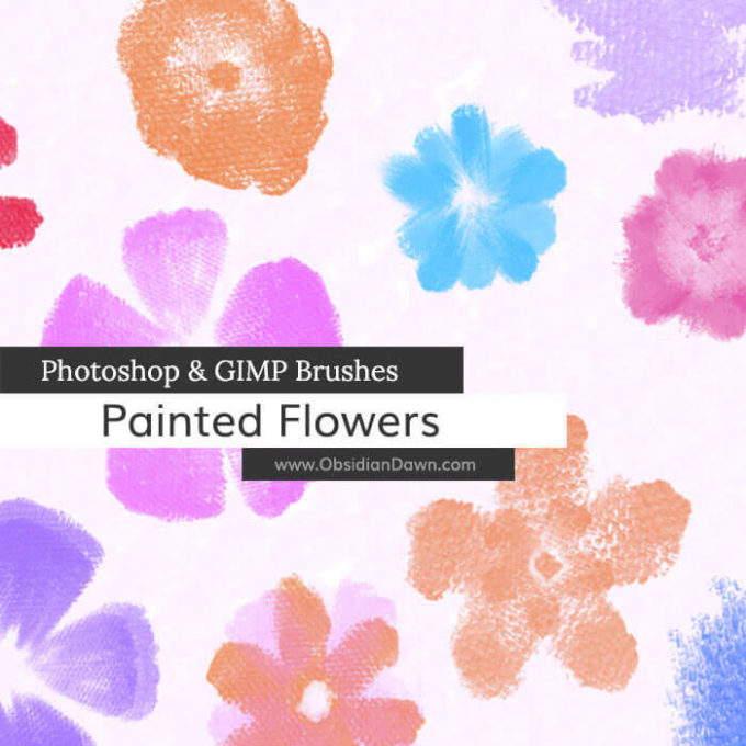 フォトショップ ブラシ Photoshop Brush 無料 Flower イラスト 花 フラワー Painted Flowers Photoshop and GIMP Brushes