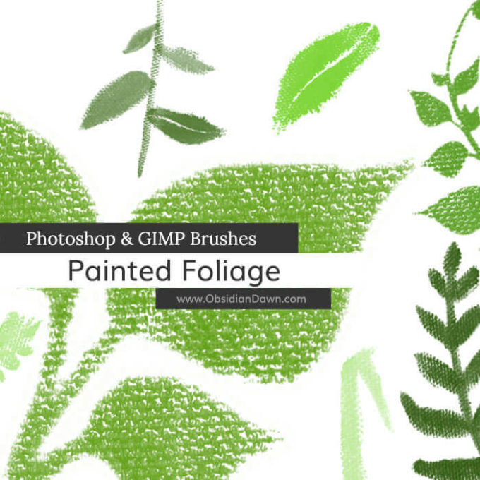 フォトショップ ブラシ Photoshop Brush 無料 イラスト 草 雑草 植物 葉 プランツ Painted Foliage Photoshop and GIMP Brushes