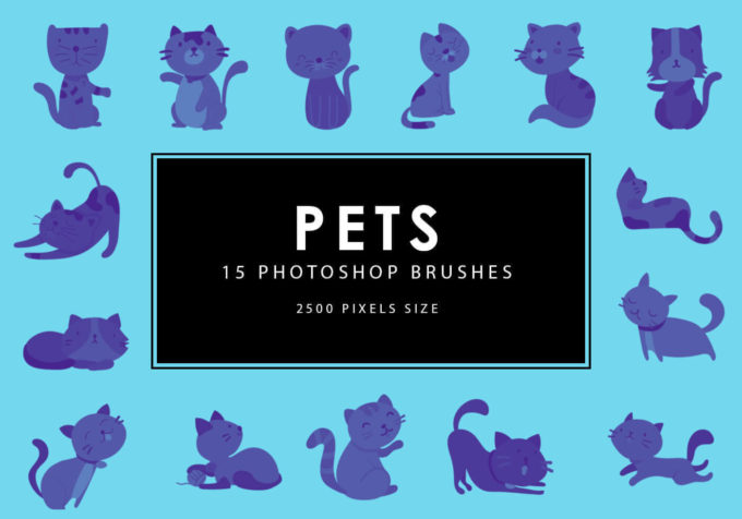 フォトショップ ブラシ 追加 Photoshop cat Kittie Brush 無料 イラスト 猫 キャット 20 Pet "Cats" PS Brushes.