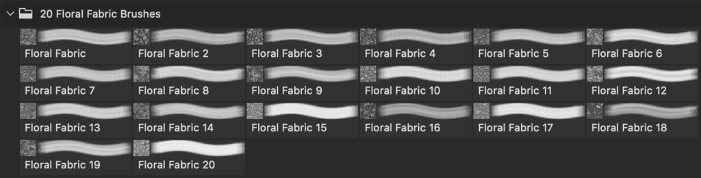 フォトショップ ブラシ Photoshop Brush 無料 Flower イラスト 花 フラワー フローラル 20 Floral Fabric Brushes.Abr Vol.1 