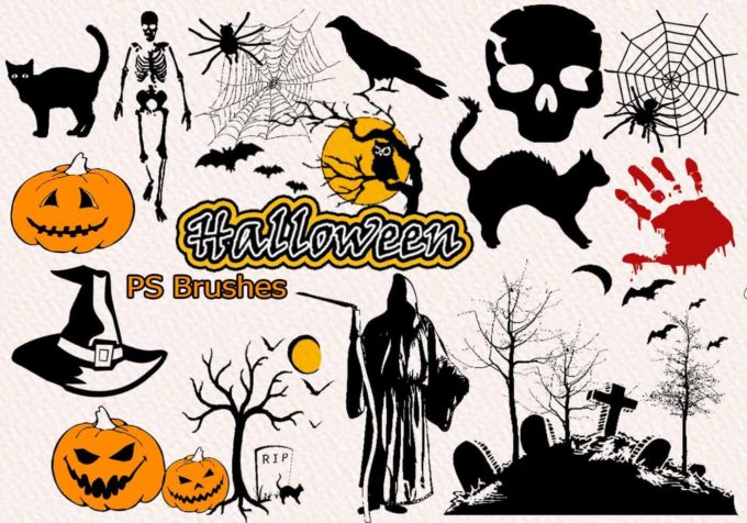 フォトショップ ブラシ 無料 ハロウィン かぼちゃ ガボチャ 南瓜 ランタン パンプキン イラスト 20 Halloween PS Brushes Abr. Vol.11
