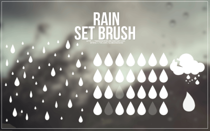 フォトショップ ブラシ Photoshop Brush 無料 イラスト RAIN レイン 雨  Brush Set #3 - rain