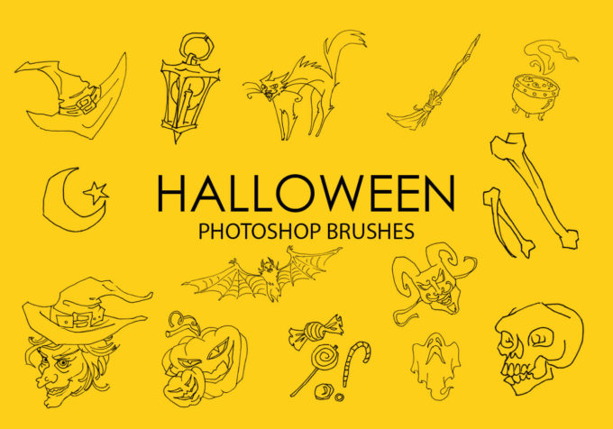 フォトショップ ブラシ 無料 ハロウィン かぼちゃ ガボチャ 南瓜 ランタン イラスト Free Halloween Photoshop Brushes
