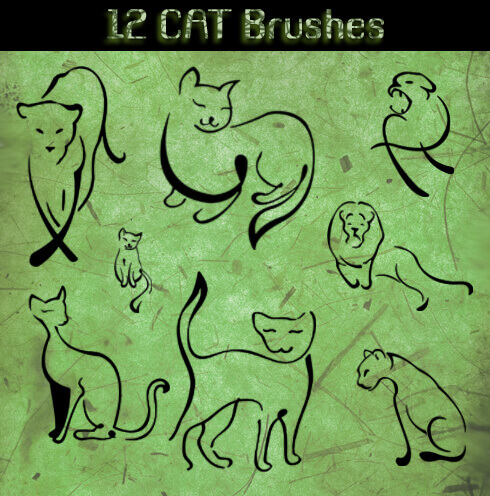 フォトショップ ブラシ 追加 Photoshop cat Kittie Brush 無料 イラスト 猫 キャット Cat Brushes