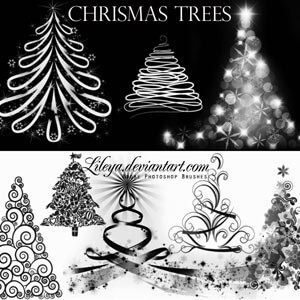 フォトショップ ブラシ Photoshop Brush 無料 イラスト クリスマス 聖夜 サンタ テキスト Christmas Tree Brushes