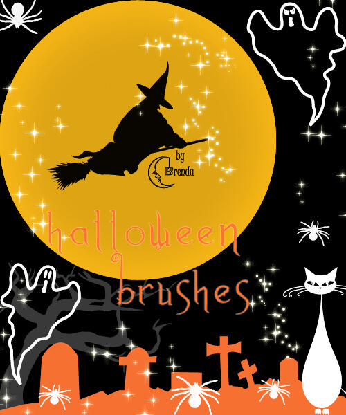 フォトショップ ブラシ 追加 無料 ハロウィン カボチャ ランタン イラスト Halloween Brush Pack