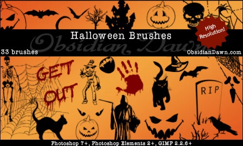 フォトショップ ブラシ 追加 無料 ハロウィン カボチャ ジャック・オー・ランタン イラスト Halloween Brushes