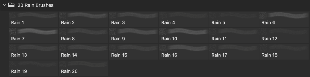 フォトショップ ブラシ Photoshop Brush 無料 イラスト RAIN レイン 雨  Rain PS Brushes Abr