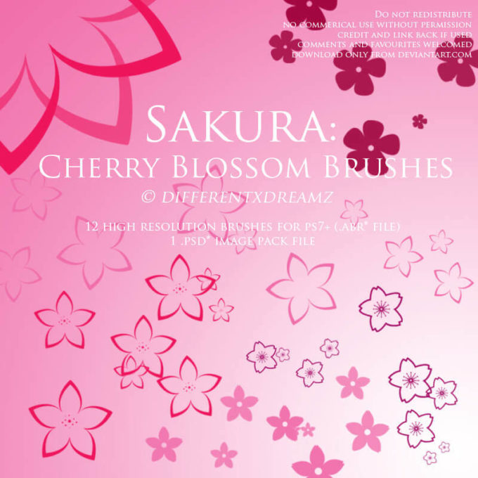 フォトショップ ブラシ Photoshop Japanese Brush 無料 イラスト 和 和風 和柄 桜 Sakura: Cherry Blossom Brushes