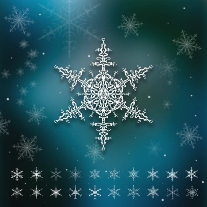 フォトショップ ブラシ Photoshop Brush 無料 イラスト クリスマス 聖夜 冬 雪 結晶 スノーフレーク 20 Snowflake Brushes