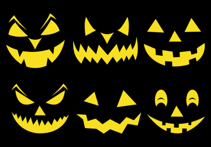 フォトショップ ブラシ 無料 ハロウィン かぼちゃ ガボチャ 南瓜 ランタン パンプキン イラスト Spooky Halloween Pumpkin Face Brushes