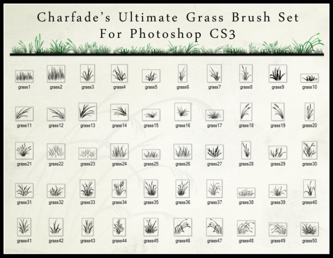 フォトショップ ブラシ Photoshop Brush 無料 植物 草 雑草 イラスト The Ultimate Grass Brush Set