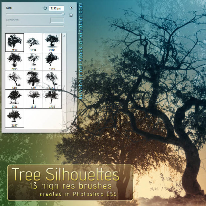 フォトショップ ブラシ Photoshop Brush 無料 植物 草 雑草 イラスト Tree Silhouette Brushes