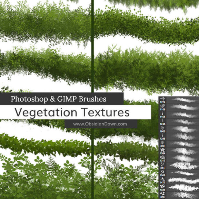 フォトショップ ブラシ Photoshop Brush 無料 イラスト 草 雑草 植物 葉っぱ プランツ Vegetation / Foliage Textures Photoshop Brushes