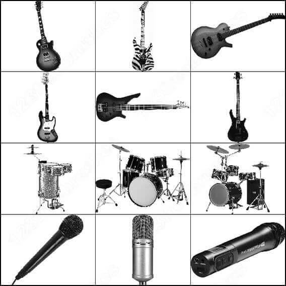 フォトショップ ブラシ Photoshop Musical instrument Brush 無料 イラスト 音楽 楽器 15 Musical Instruments Photoshop Brushes Part 2