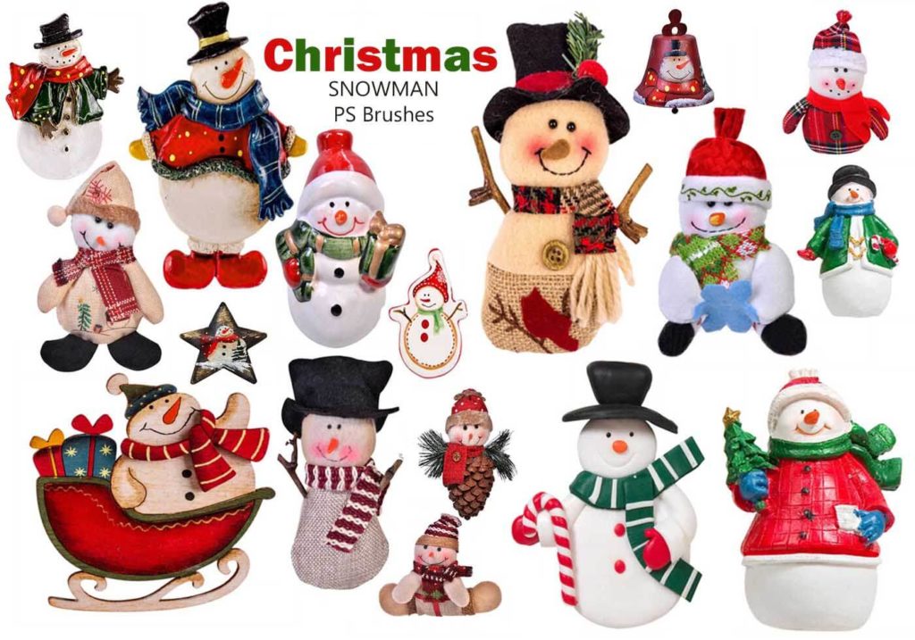 フォトショップ ブラシ 無料 クリスマス 雪だるま 聖夜 Photoshop Christmas Brush Free abr 20 Christmas Snowman PS Brushes Abr. Vol.14