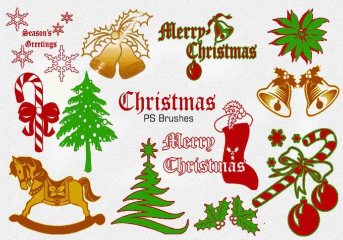 フォトショップ ブラシ 無料 クリスマス サンクロース 聖夜 Photoshop Santa Claus Brush Free abr 20 Christmas Vintage PS Brushes Abr. Vol.2