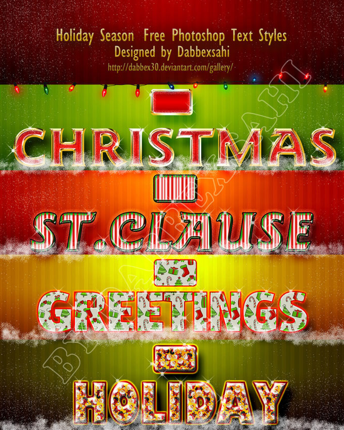 Photoshop Free Layer Style Preset Christmas asl フォトショップ 無料 クリスマス サンタクロース プリセット サムネイル 素材 christmas ps text style by dabbexsahi