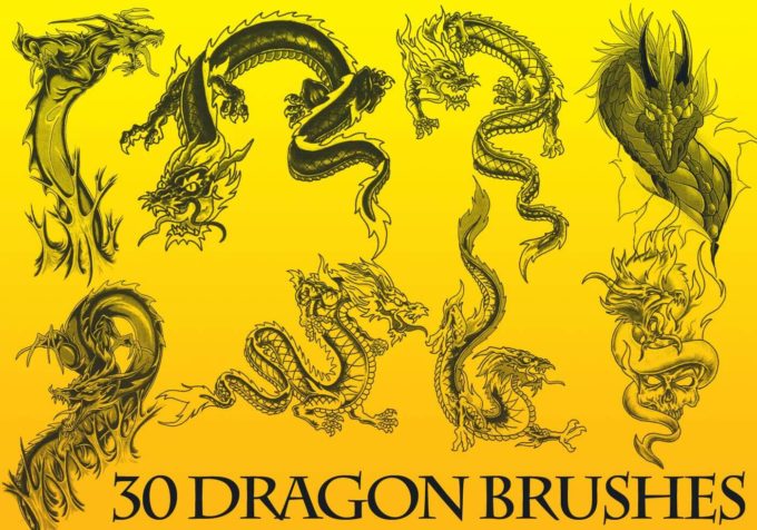 フォトショップ ブラシ Photoshop Dragon Brush Free abr 無料 イラスト ドラゴン 竜 龍 Dragon Brushes