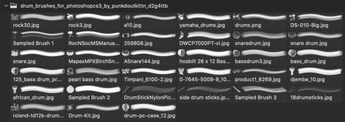 フォトショップ ブラシ Photoshop Musical instrument Brush 無料 イラスト 音楽 楽器 ドラム Drum Brushes for PhotoshopCS3