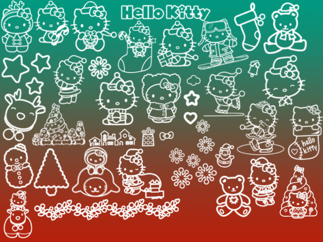 フォトショップ ブラシ 無料 クリスマス 雪だるま 聖夜 Photoshop Christmas Brush Free abr Hello Kitty Christmas Brushes
