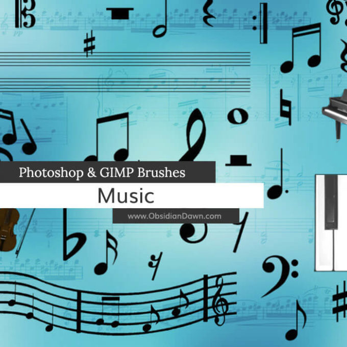 Adobe CC フォトショップ ブラシ Photoshop Music Note Brush 無料 イラスト 音楽 音符 楽譜 譜面 Music Photoshop and GIMP Brushes