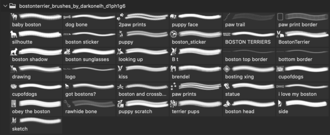 フォトショップ ブラシ Photoshop Dog Brush 無料 イラスト ドッグ 犬 BostonTerrier brushes