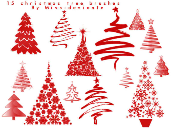 フォトショップ ブラシ 無料 クリスマス  クリスマスツリー Photoshop Christmas Tree Brush Free abr Christmas Tree brushes set2